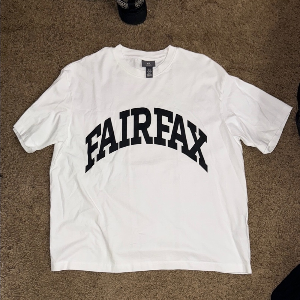 H&M White Short Sleeve Tee with Black Print
